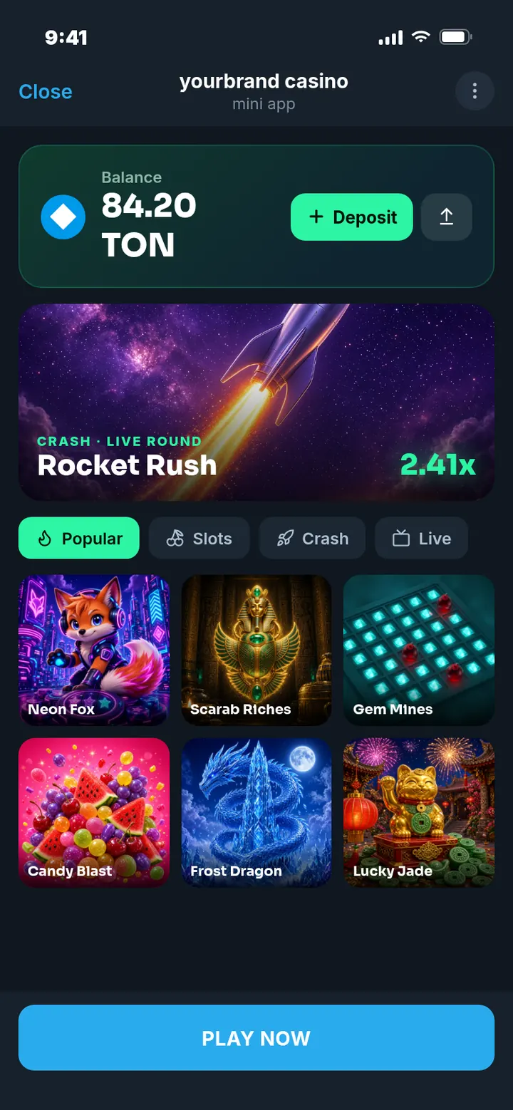 Casino mini app inside Telegram