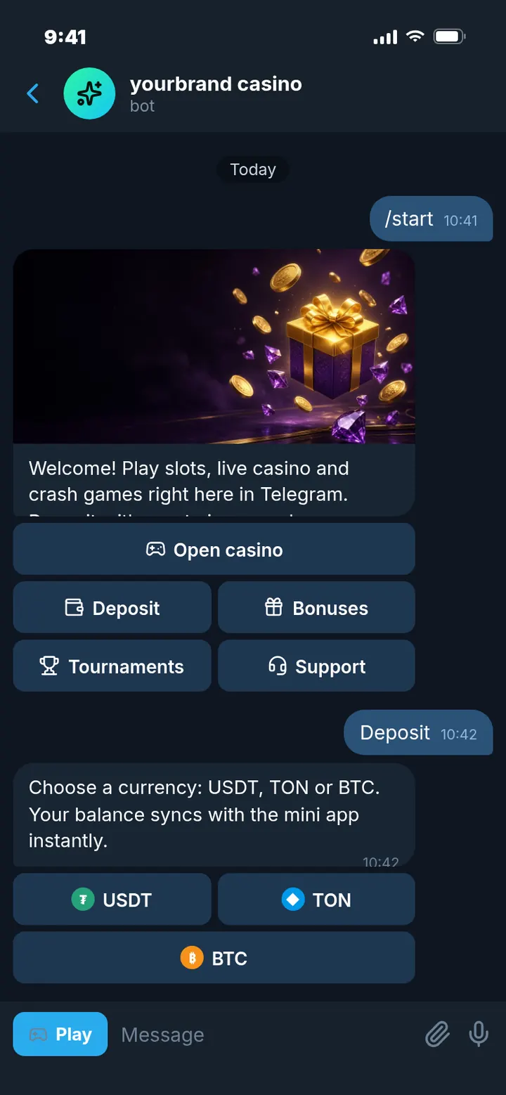Casino bot chat in Telegram